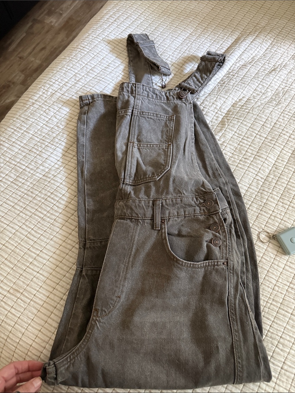 We The Free Women's Gray Barrel Denim Overalls